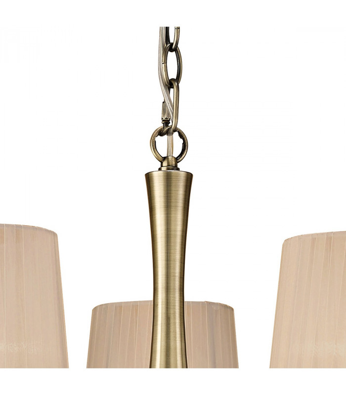 Loewe Pendant 5 Light E14 Antique Brass With Soft Bronze Shades-4