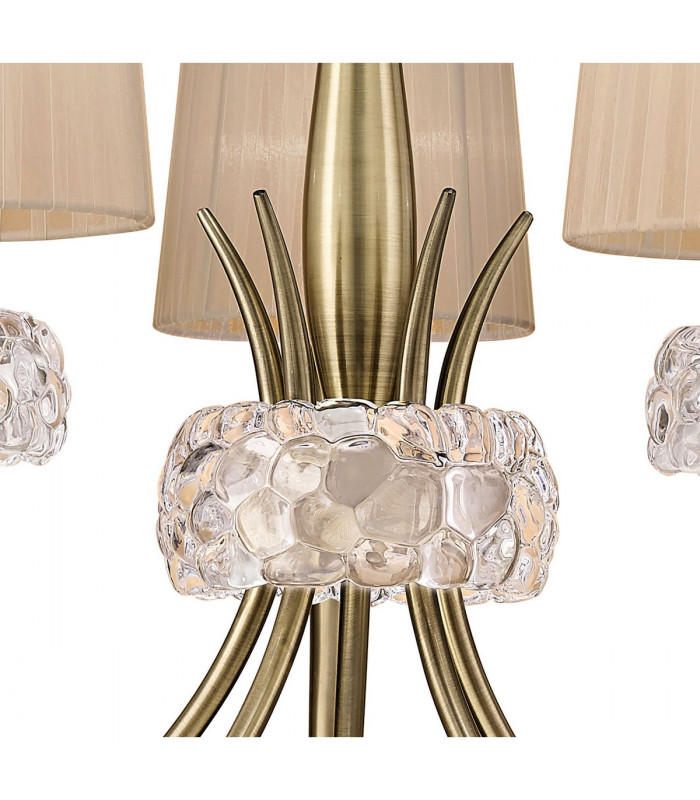 Loewe Pendant 5 Light E14 Antique Brass With Soft Bronze Shades-5