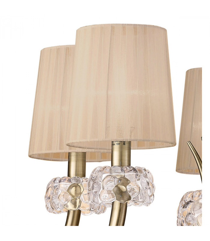 Loewe Pendant 5 Light E14 Antique Brass With Soft Bronze Shades-6