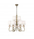 Loewe 2 Tier Pendant 6+3 Light E14 Antique Brass With White Shades-1