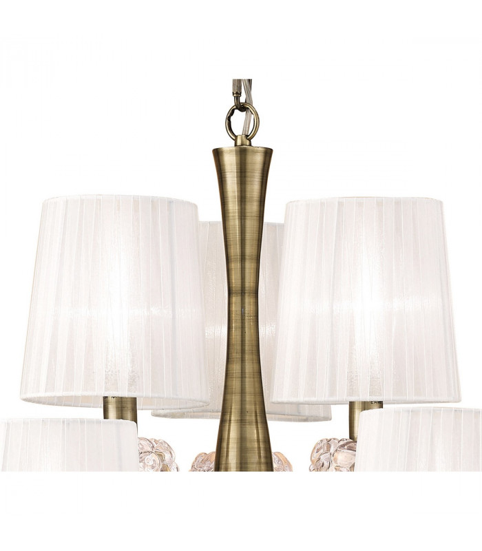 Loewe 2 Tier Pendant 6+3 Light E14 Antique Brass With White Shades-4
