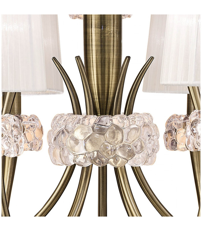 Loewe 2 Tier Pendant 6+3 Light E14 Antique Brass With White Shades-5