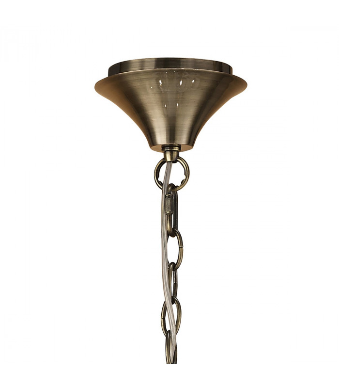 Loewe 2 Tier Pendant 6+3 Light E14 Antique Brass With Soft Bronze Shades-3