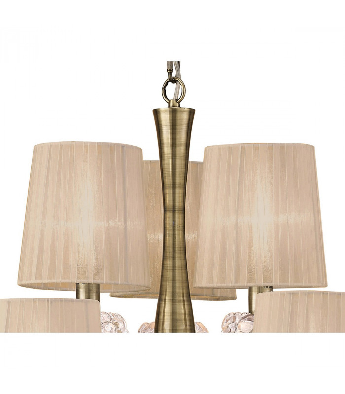Loewe 2 Tier Pendant 6+3 Light E14 Antique Brass With Soft Bronze Shades-4