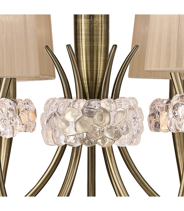 Loewe 2 Tier Pendant 6+3 Light E14 Antique Brass With Soft Bronze Shades-5