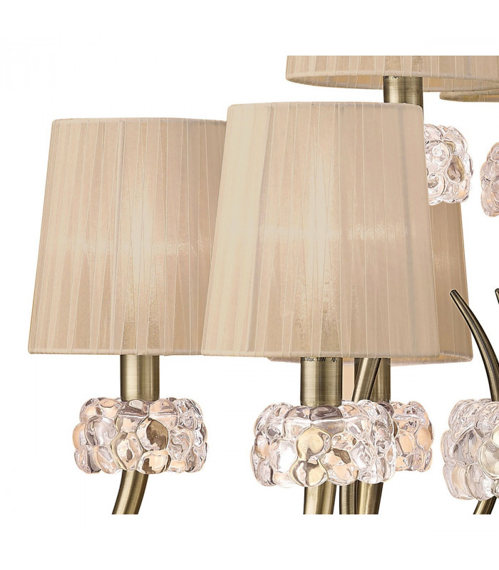 Loewe 2 Tier Pendant 6+3 Light E14 Antique Brass With Soft Bronze Shades-6