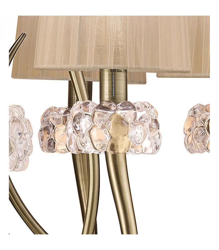 Loewe 2 Tier Pendant 6+3 Light E14 Antique Brass With Soft Bronze Shades-8