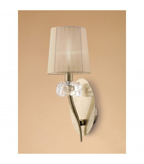 Loewe Wall Lamp Switched 1 Light E14 Antique Brass With Soft Bronze Shade-2