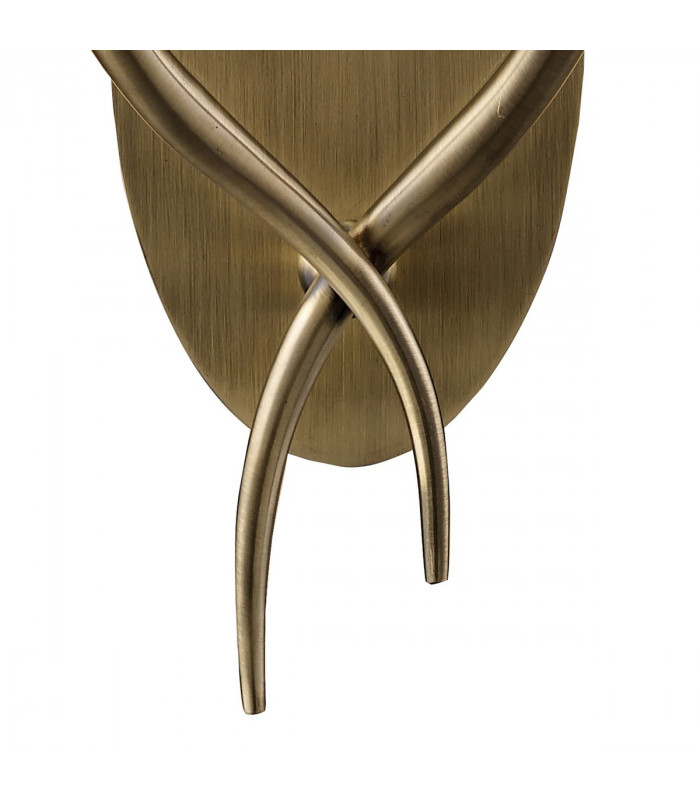 Loewe Wall Lamp Switched 2 Light E14 Antique Brass With White Shade-4