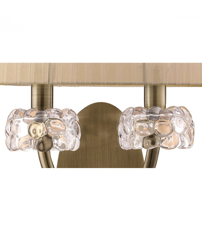 Loewe Wall Lamp Switched 2 Light E14 Antique Brass With Soft Bronze Shade-5
