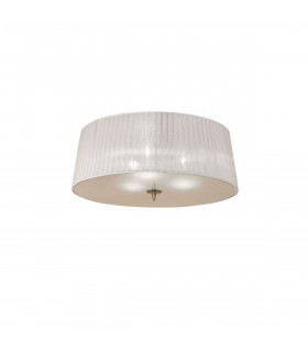 Loewe Flush Ceiling 3 Light E27 Antique Brass With White Shade-1