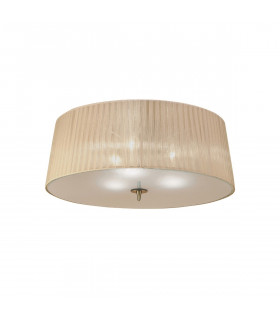 Loewe Flush Ceiling 3 Light E27 Antique Brass With Soft Bronze Shade-1
