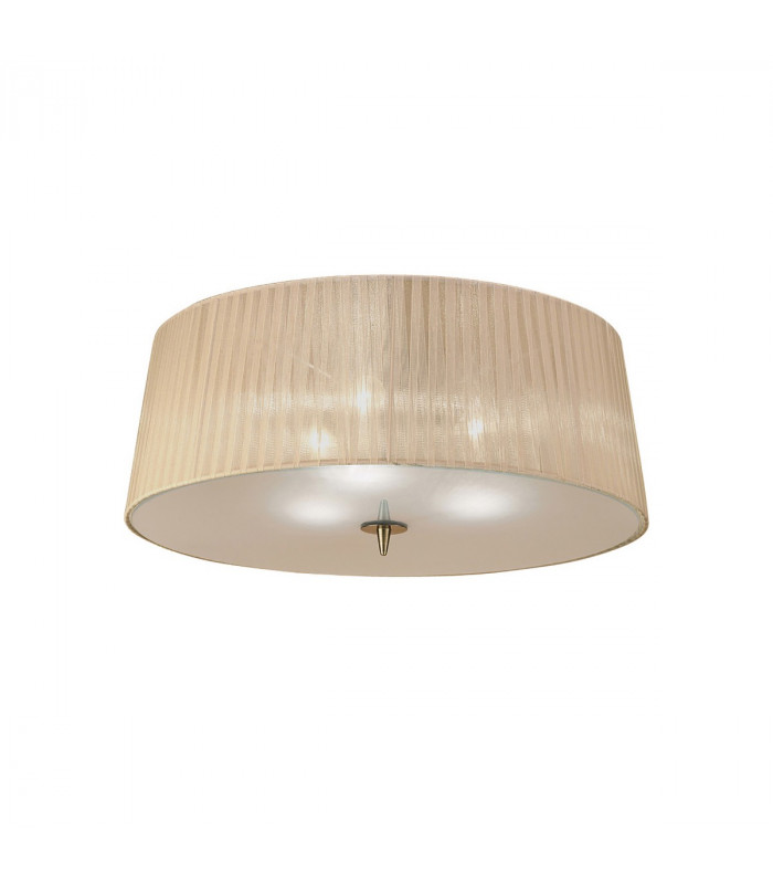 Loewe Flush Ceiling 3 Light E27 Antique Brass With Soft Bronze Shade-1