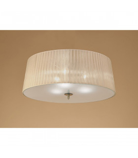 Loewe Flush Ceiling 3 Light E27 Antique Brass With Soft Bronze Shade-2