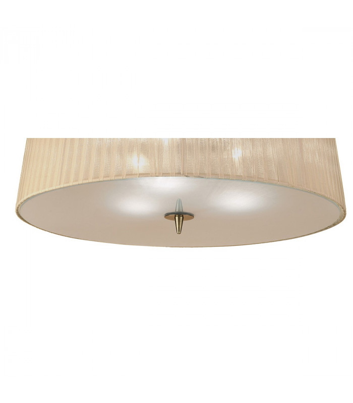 Loewe Flush Ceiling 3 Light E27 Antique Brass With Soft Bronze Shade-4