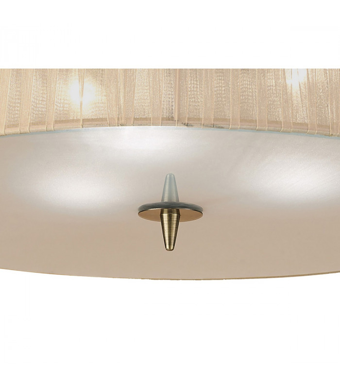 Loewe Flush Ceiling 3 Light E27 Antique Brass With Soft Bronze Shade-5