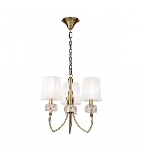 Loewe Pendant 3 Light E14 Antique Brass With White Shades-1