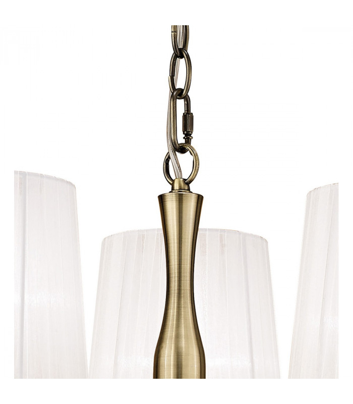 Loewe Pendant 3 Light E14 Antique Brass With White Shades-4