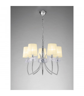 Loewe Pendant 5 Light E14 Polished Chrome With Cream Shades-2