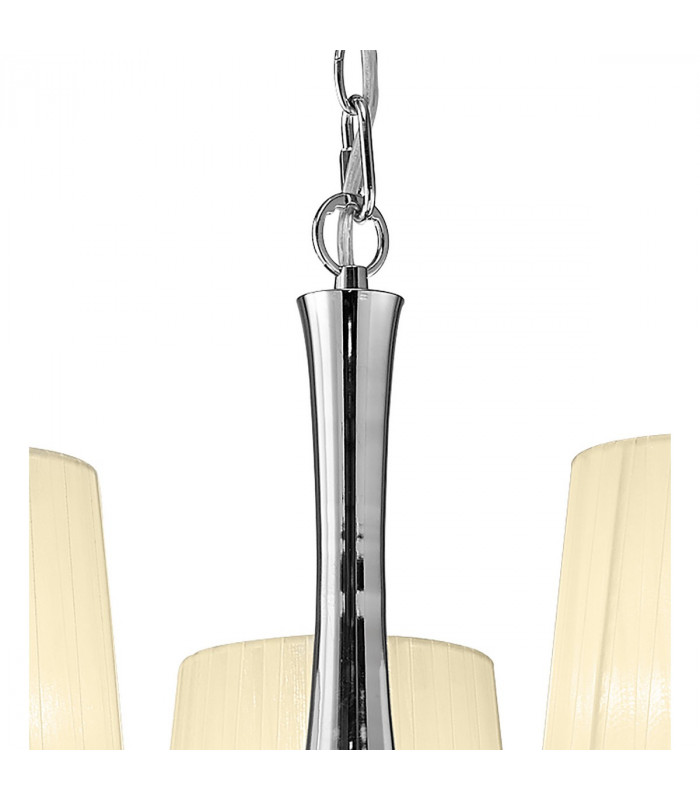 Loewe Pendant 5 Light E14 Polished Chrome With Cream Shades-4