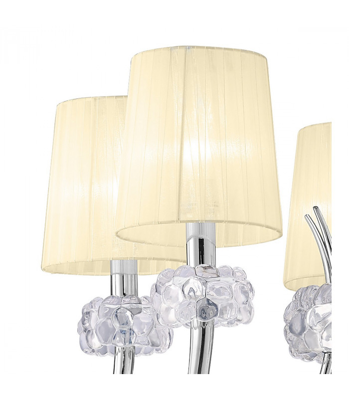 Loewe Pendant 5 Light E14 Polished Chrome With Cream Shades-6