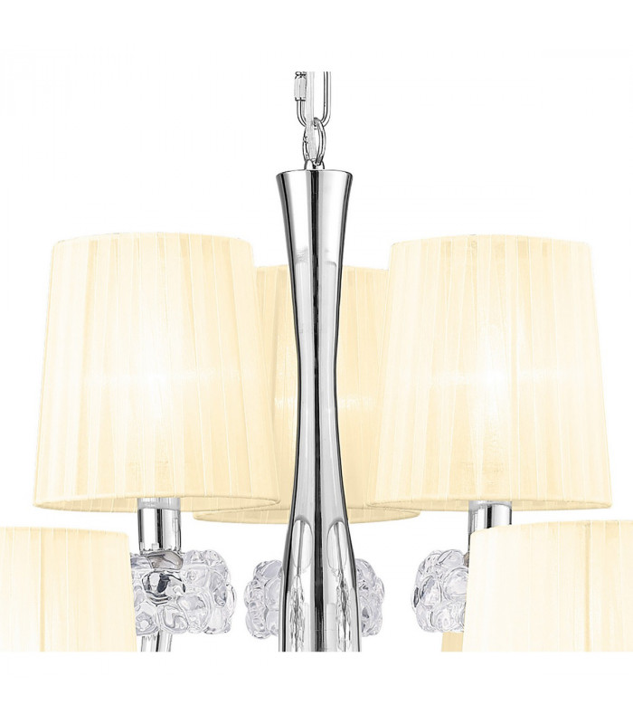 Loewe 2 Tier Pendant 6+3 Light E14 Polished Chrome With Cream Shades-4