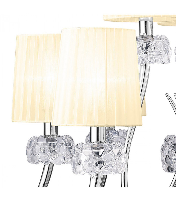 Loewe 2 Tier Pendant 6+3 Light E14 Polished Chrome With Cream Shades-6