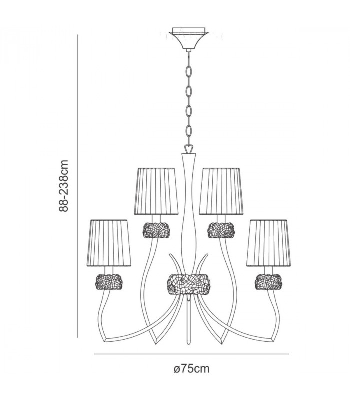Loewe 2 Tier Pendant 6+3 Light E14 Polished Chrome With Cream Shades-9