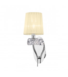 Loewe Wall Lamp Switched 1 Light E14 Polished Chrome With Cream Shade-1