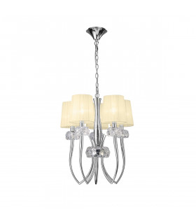 Loewe Slim Pendant 5 Light E14 Polished Chrome With Cream Shades-1
