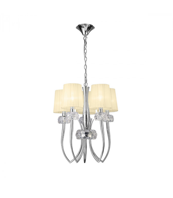 Loewe Slim Pendant 5 Light E14 Polished Chrome With Cream Shades-1