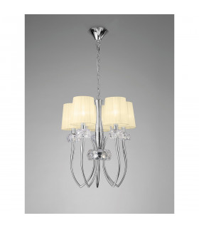 Loewe Slim Pendant 5 Light E14 Polished Chrome With Cream Shades-2