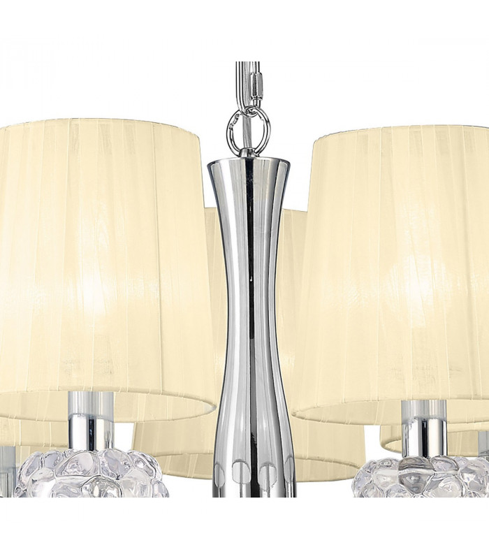 Loewe Slim Pendant 5 Light E14 Polished Chrome With Cream Shades-4