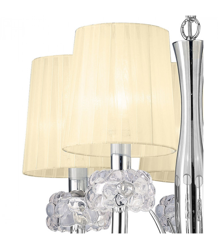 Loewe Slim Pendant 5 Light E14 Polished Chrome With Cream Shades-6