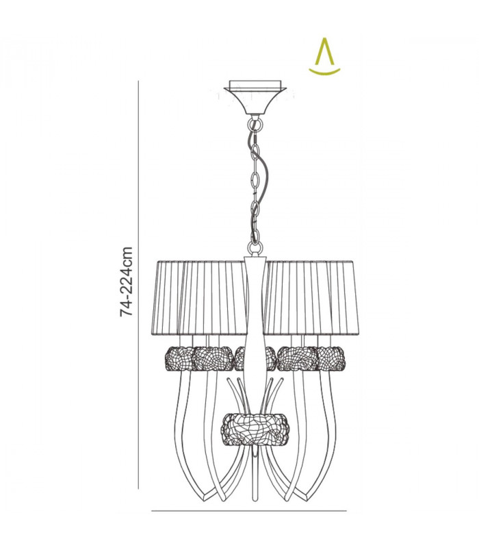 Loewe Slim Pendant 5 Light E14 Polished Chrome With Cream Shades-8