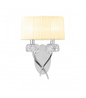Loewe Wall Lamp Switched 2 Light E14 Polished Chrome With Cream Shade-1