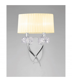 Loewe Wall Lamp Switched 2 Light E14 Polished Chrome With Cream Shade-2