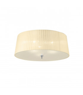 Loewe Flush Ceiling 3 Light E27 Polished Chrome With Cream Shade-1