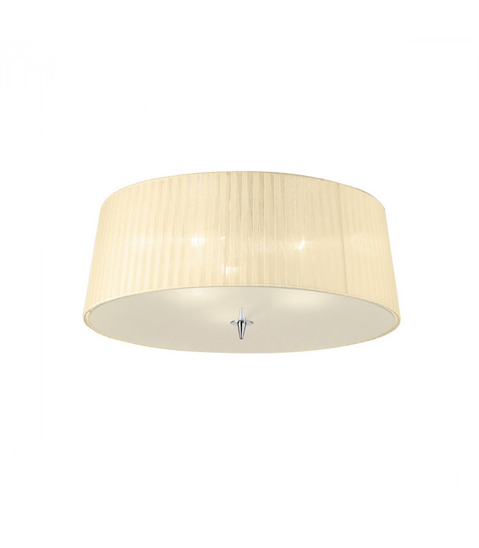 Loewe Flush Ceiling 3 Light E27 Polished Chrome With Cream Shade-1