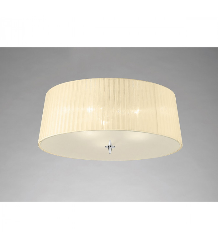 Loewe Flush Ceiling 3 Light E27 Polished Chrome With Cream Shade-2