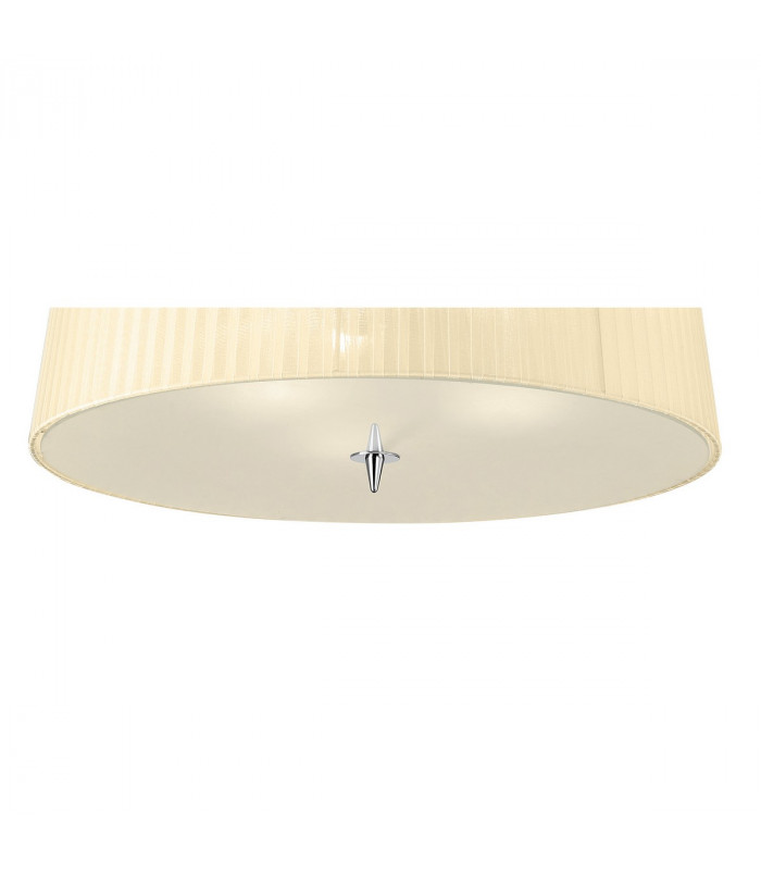 Loewe Flush Ceiling 3 Light E27 Polished Chrome With Cream Shade-4