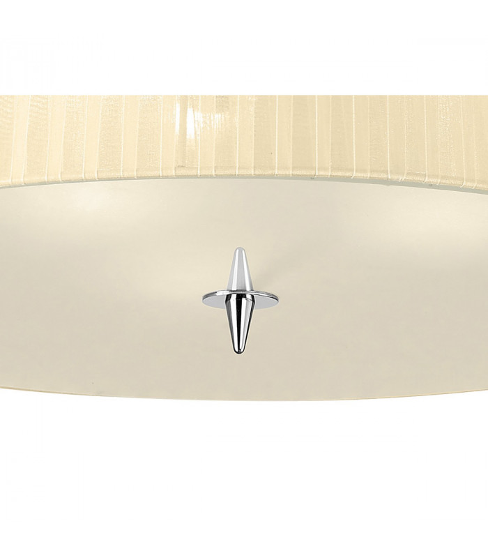 Loewe Flush Ceiling 3 Light E27 Polished Chrome With Cream Shade-5