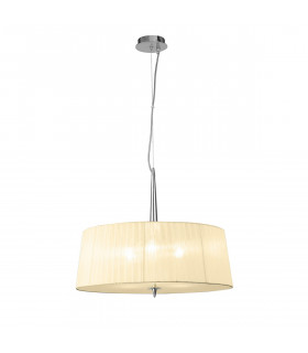 Loewe Single Pendant 3 Light E27 Polished Chrome With Cream Shade-1