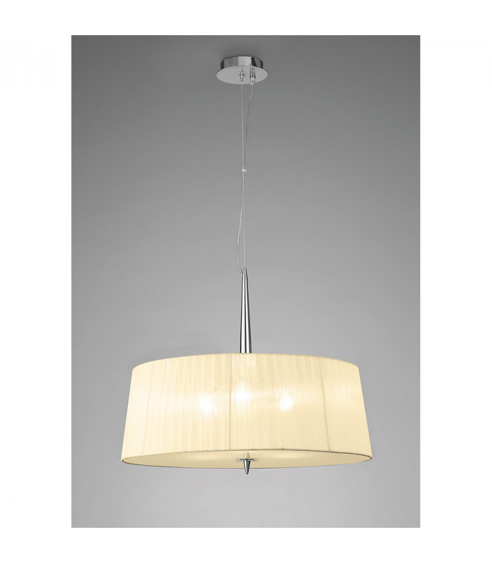 Loewe Single Pendant 3 Light E27 Polished Chrome With Cream Shade-2