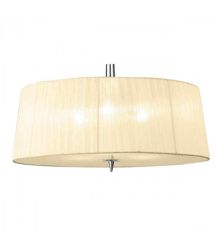 Loewe Single Pendant 3 Light E27 Polished Chrome With Cream Shade-5