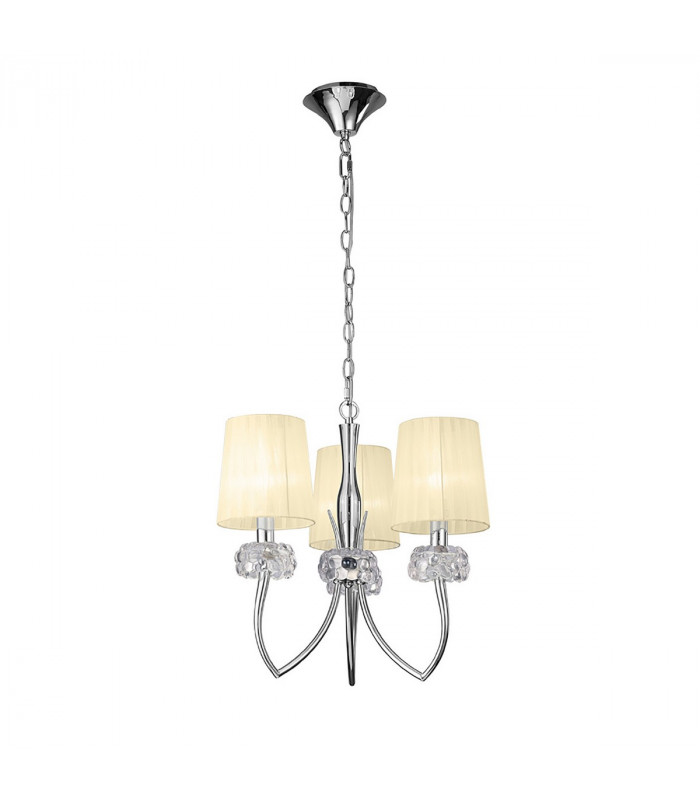 Loewe Pendant 3 Light E14 Polished Chrome With Cream Shades-1
