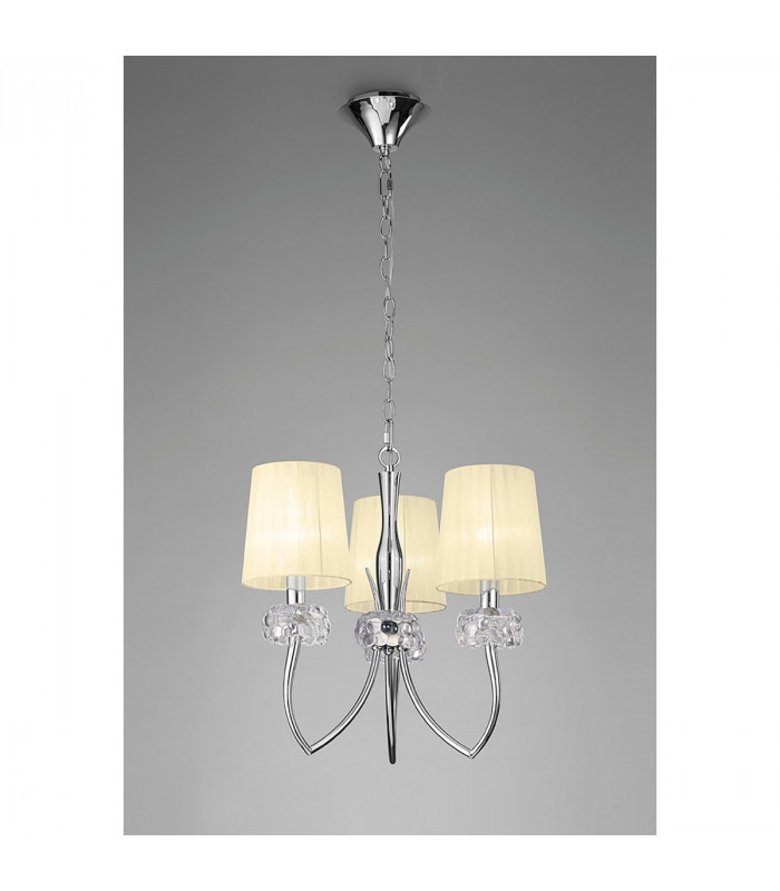 Loewe Pendant 3 Light E14 Polished Chrome With Cream Shades-2