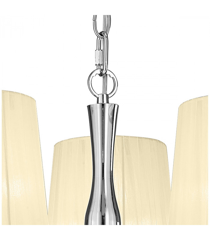 Loewe Pendant 3 Light E14 Polished Chrome With Cream Shades-4