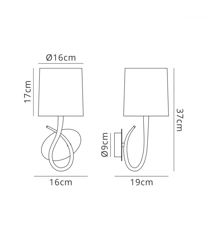 Lua Wall Lamp 1 Light E27 Ash Grey With Ash Grey Shade-6