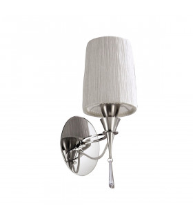 Lucca Wall Lamp Switched 1 Light E27 Polished Chrome With White Shade & Clear Crystal-1